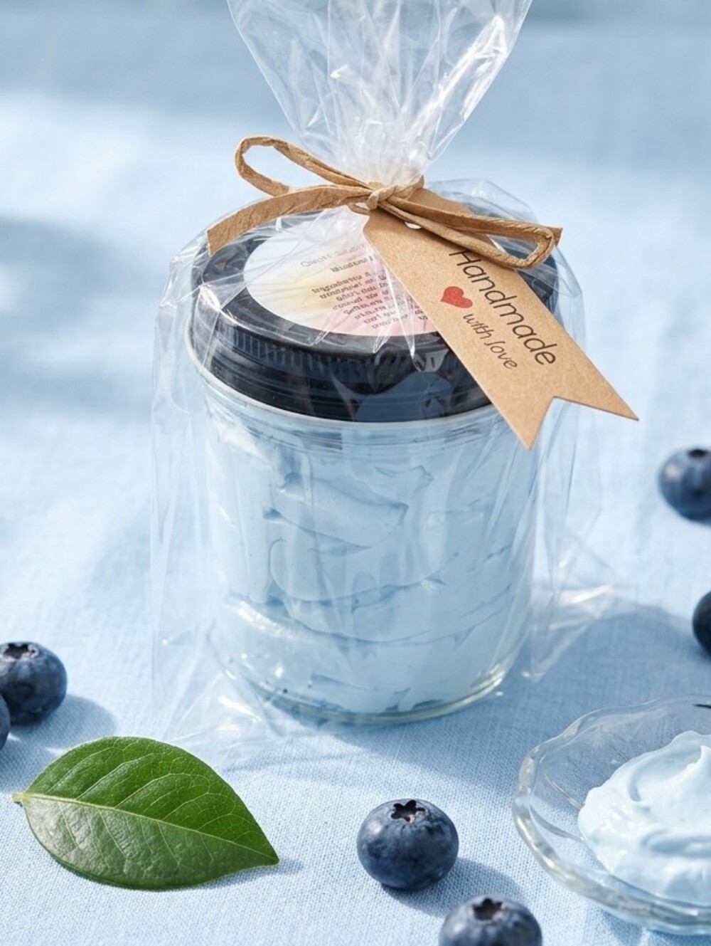 Blueberry 4 Oz Jar Blueberry Whipped Body Butter with Black Lid - Gift Wrapped